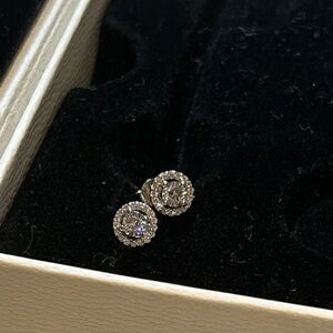 Elegant Silver Stud Halo Earrings with Swarovski crystals